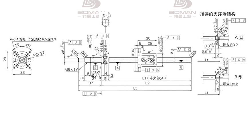 KURODA GP0802DS-AAFR-0250B-C3S 日本kuroda滚珠丝杆